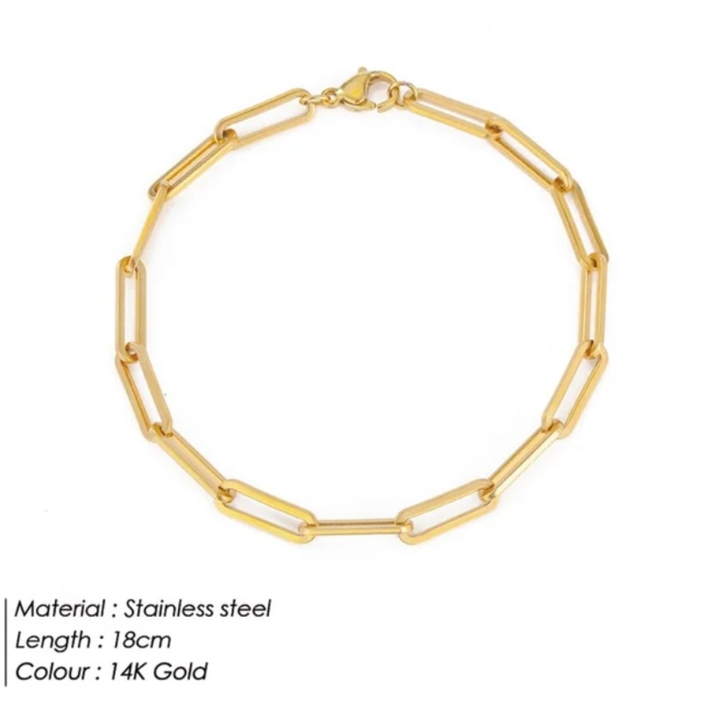 Rose Gold / Gold / Silver Paperclip Bracelet Stainless Steel